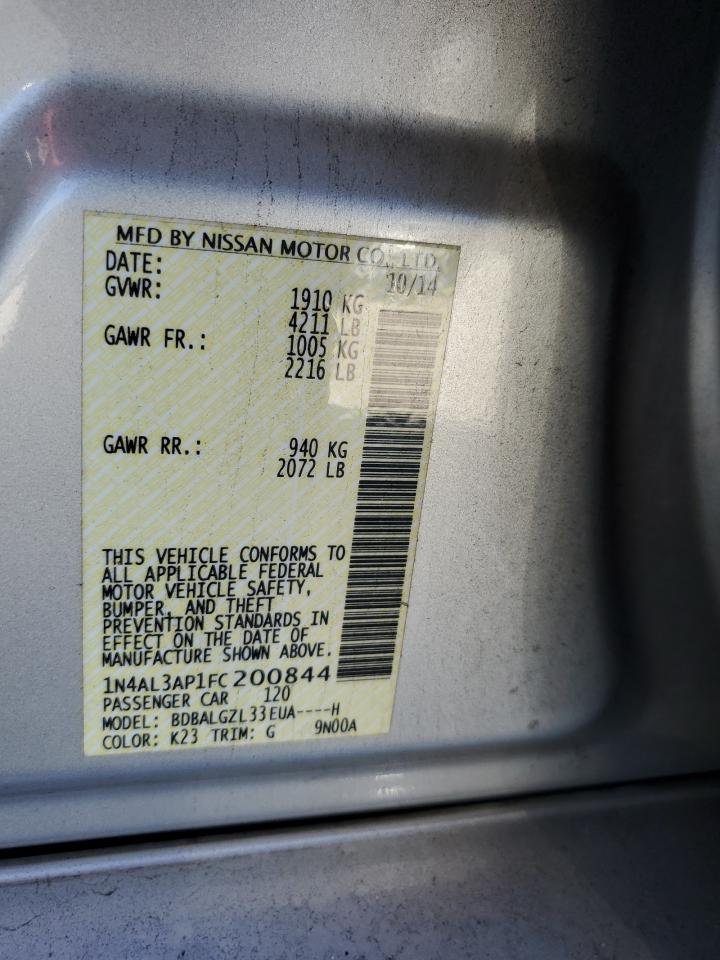 Lot #3302855904 2015 NISSAN ALTIMA 2.5