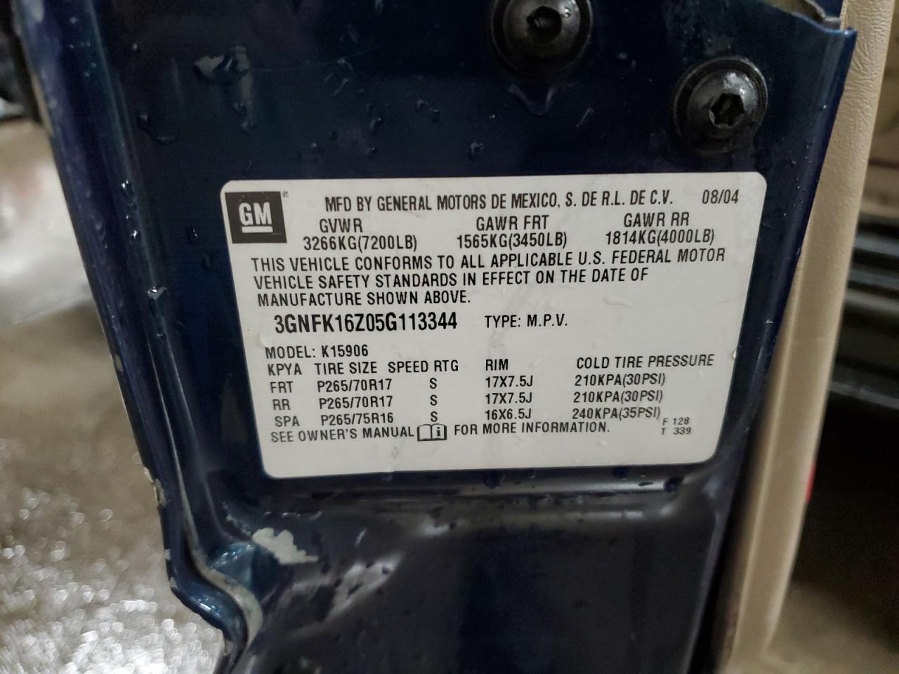 Lot #3283989843 2005 CHEVROLET SUBURBAN K