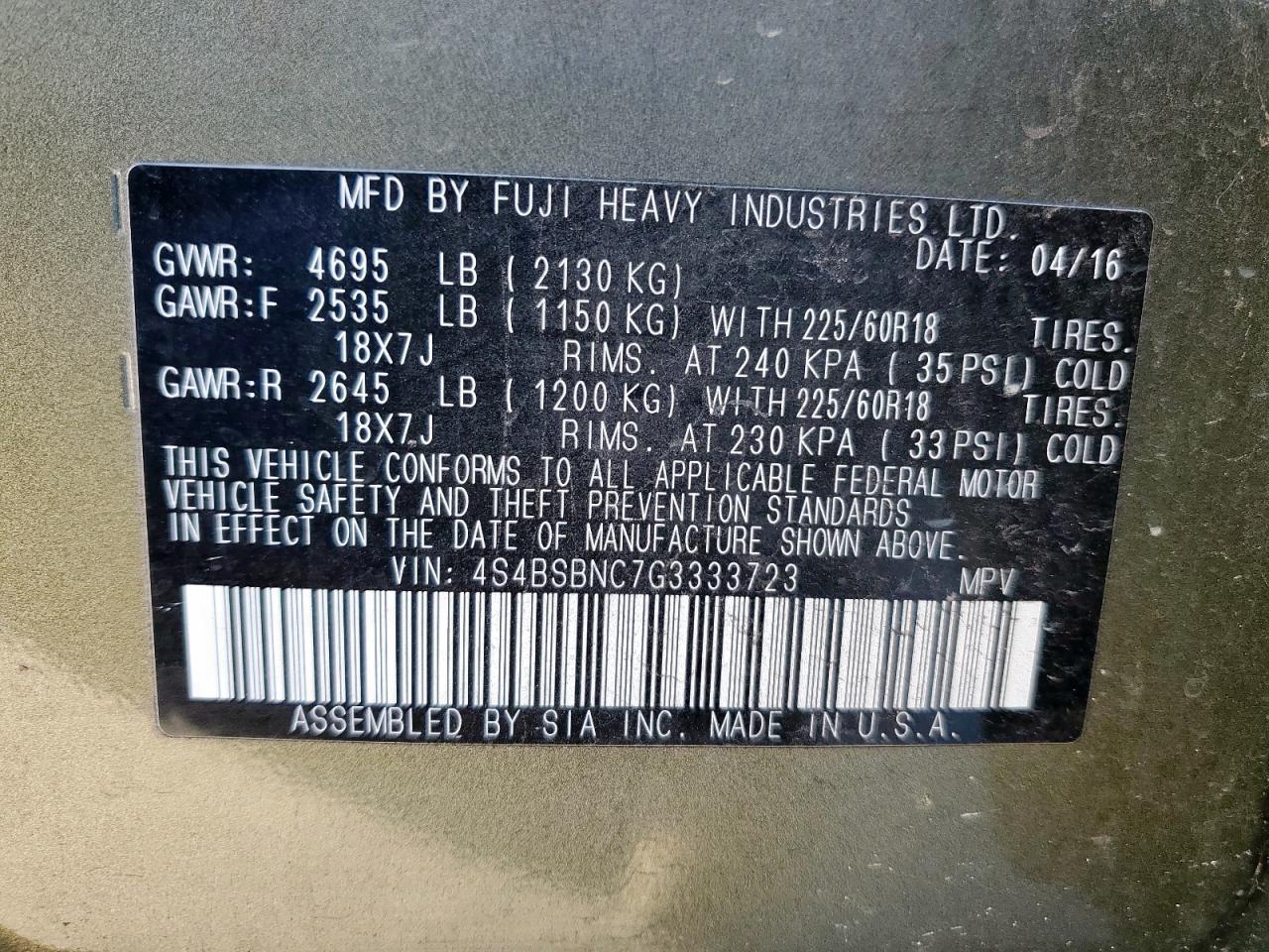 SUBARU OUTBACK 2.5I LIMITED