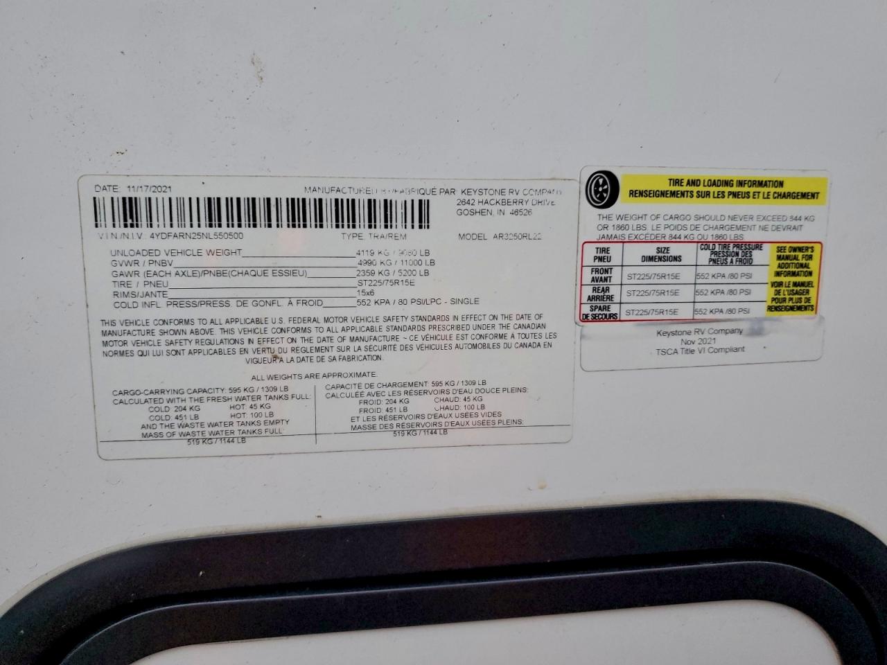 Lot #3297063492 2022 WCV8 3250RL