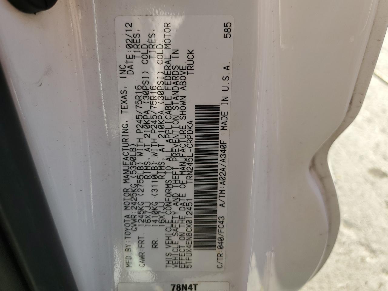 TOYOTA TACOMA ACCESS CAB