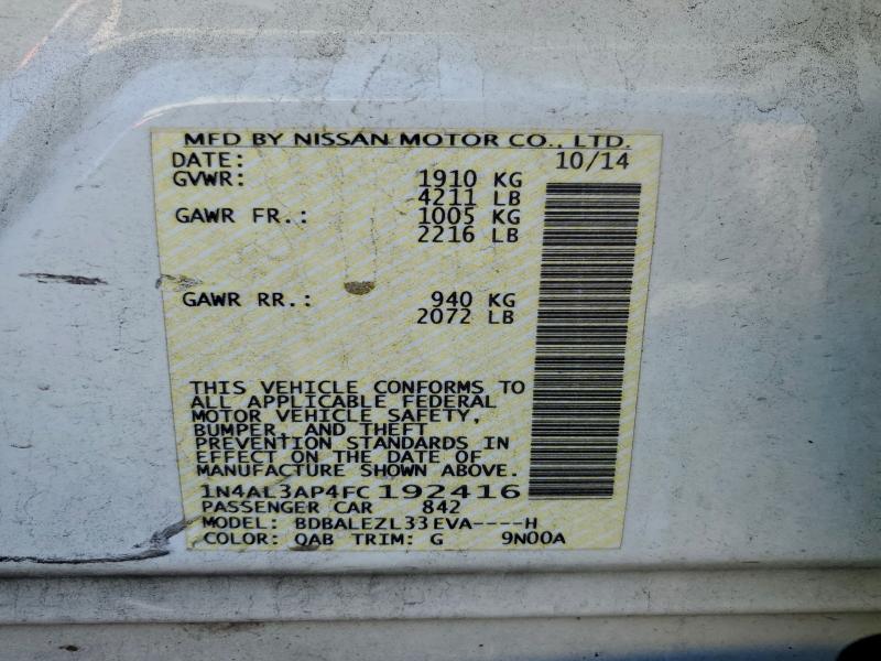 2015 NISSAN ALTIMA 2.5 #3309402995