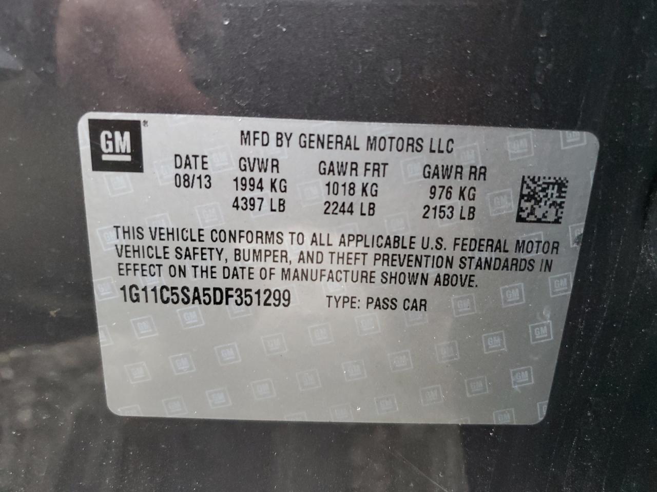 Lot #3291175970 2013 CHEVROLET MALIBU 1LT