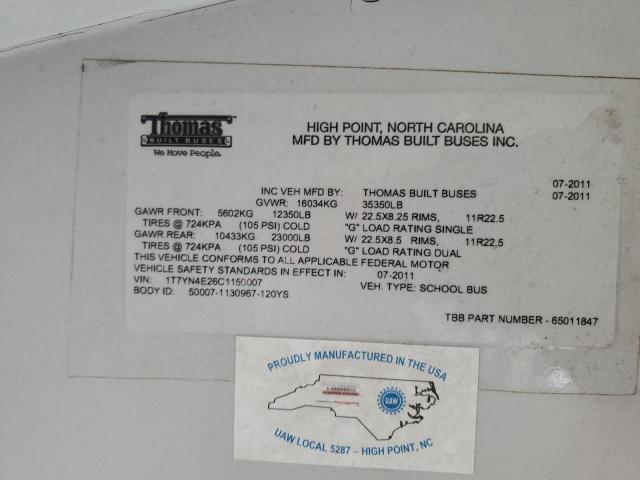 2012 THOMAS SAF-T-LINER HDX #3292426570