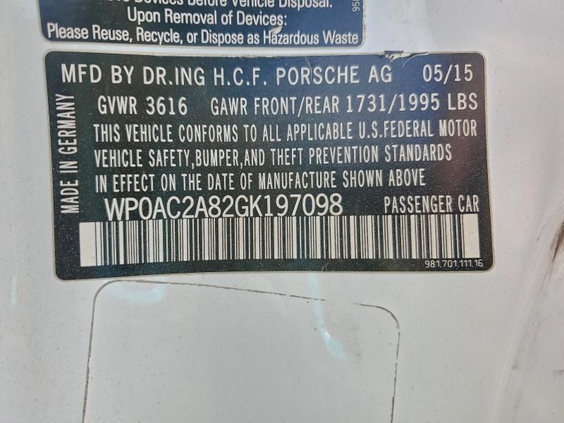 2016 PORSCHE CAYMAN GT4 #3297876782