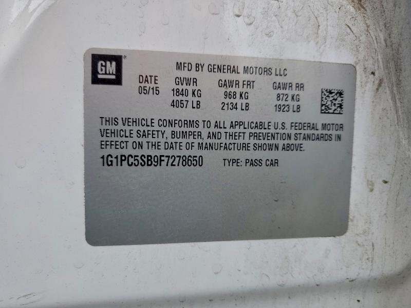 2015 CHEVROLET CRUZE LT #3303555038