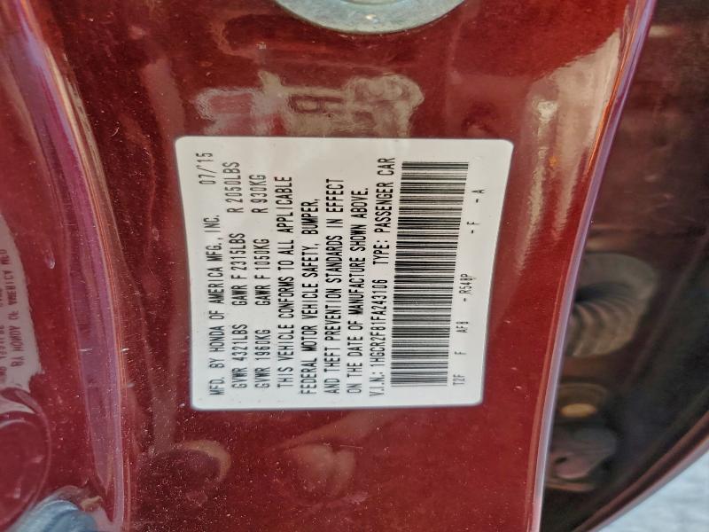 2015 HONDA ACCORD EXL #3305679757