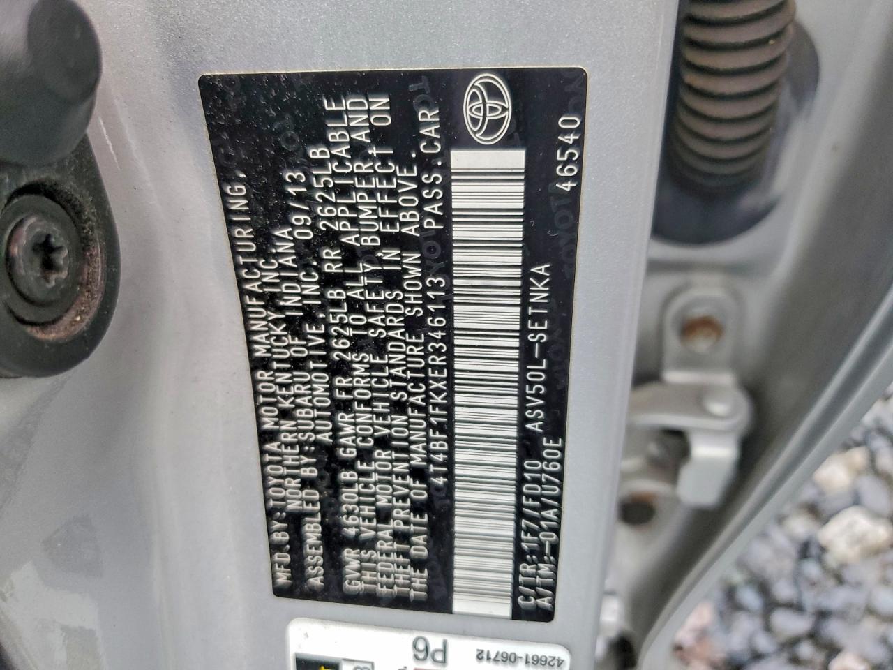 Lot #3305323351 2014 TOYOTA CAMRY L