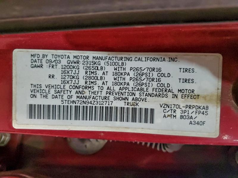 2004 TOYOTA TACOMA DOU #3297177884