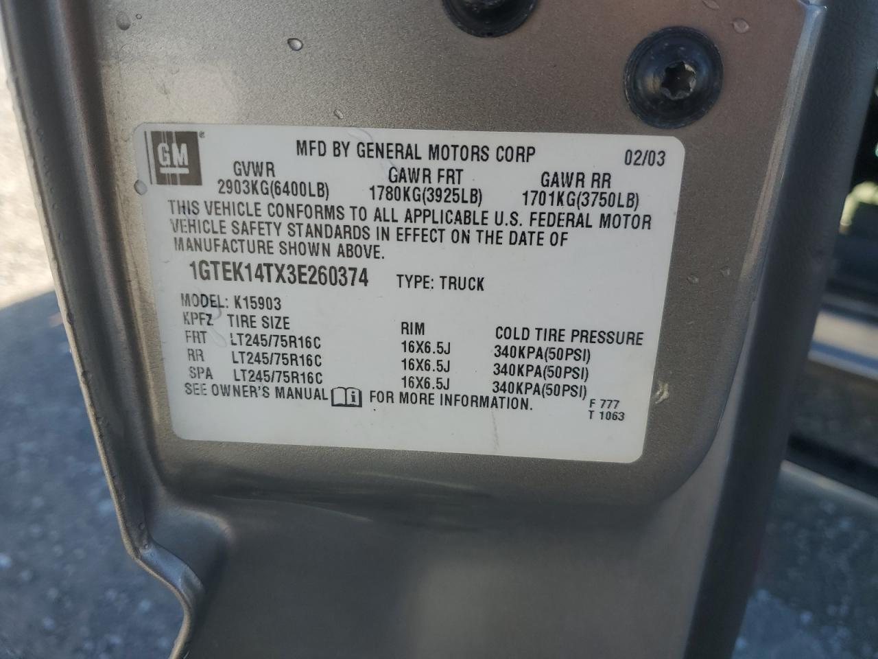 Lot #3285834902 2003 GMC NEW SIERRA