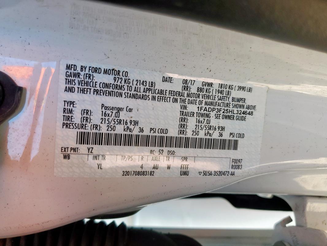 2017 FORD FOCUS SE #3301879464