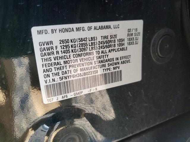 2018 HONDA PILOT EX #3301837335