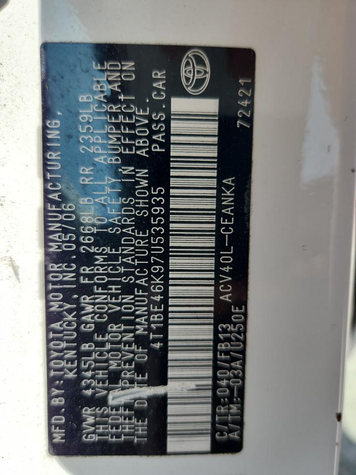 Lot #3301805378 2007 TOYOTA CAMRY CE