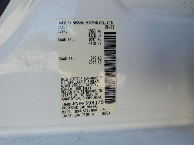 2021 NISSAN ALTIMA SR - 1N4BL4CV3MN398379