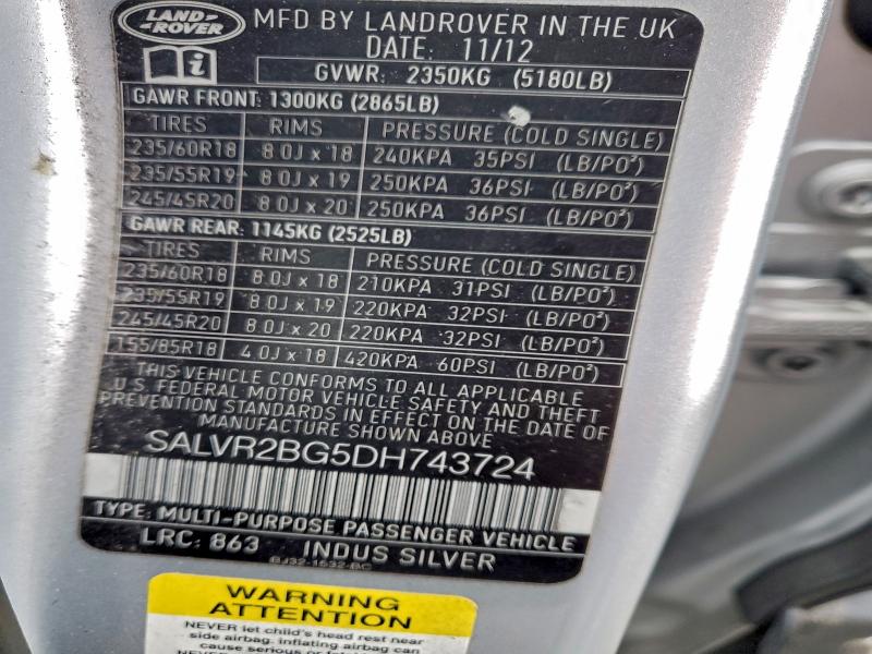 2013 LAND ROVER RANGE ROVE #3309311995