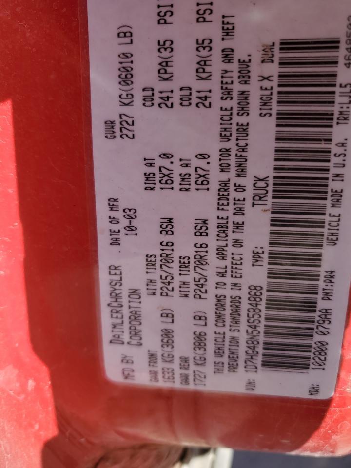 Lot #3282525870 2004 DODGE DAKOTA QUAD SLT