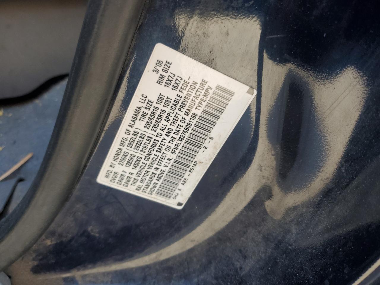 Lot #3295429928 2006 HONDA ODYSSEY LX