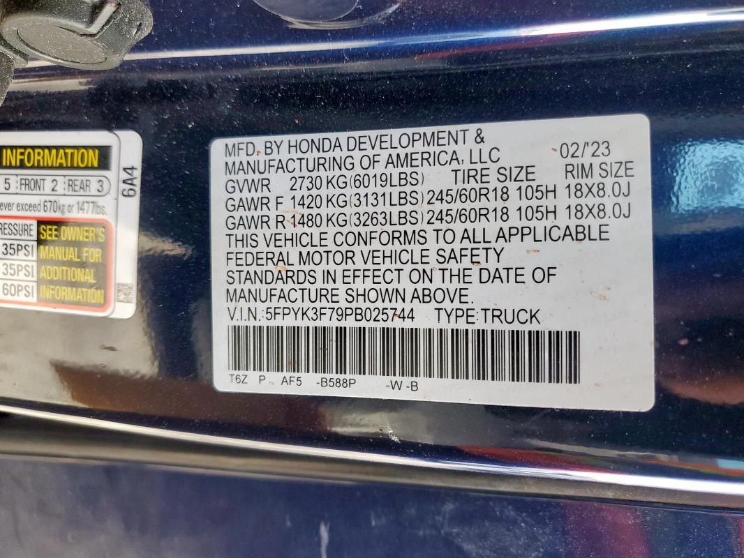 2023 HONDA RIDGELINE #3291479014