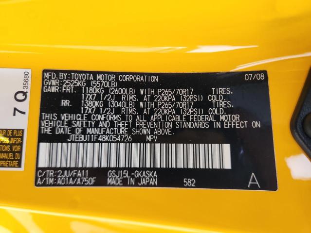 2008 TOYOTA FJ CRUISER #3294855813