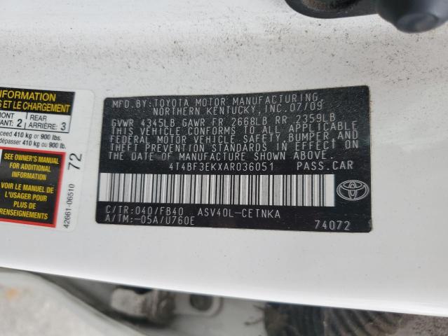 2010 TOYOTA CAMRY BASE - 4T4BF3EKXAR036051