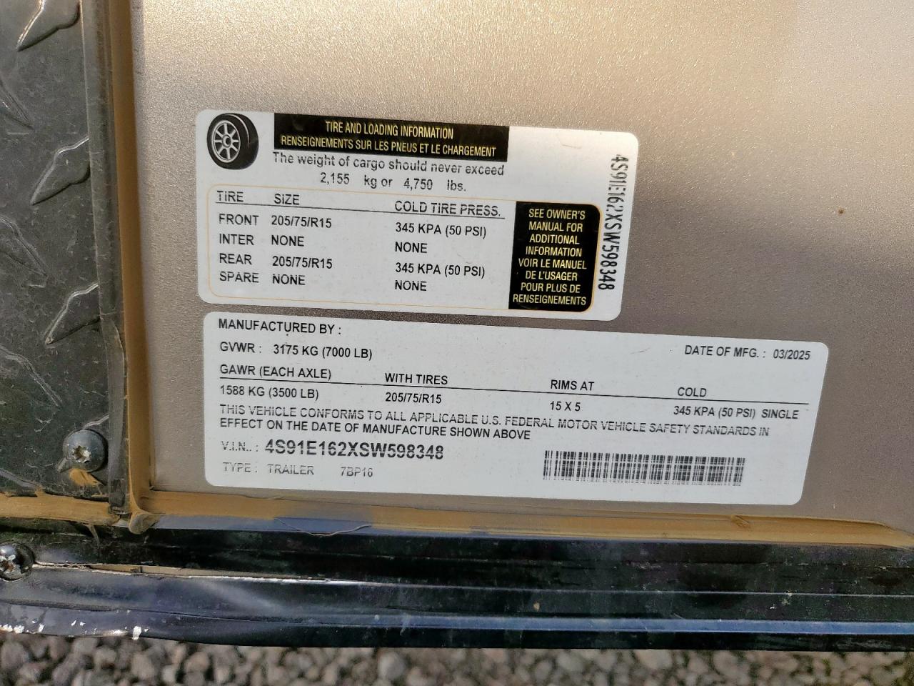 Lot #3291320134 2025 SAWYER UNKNOWN