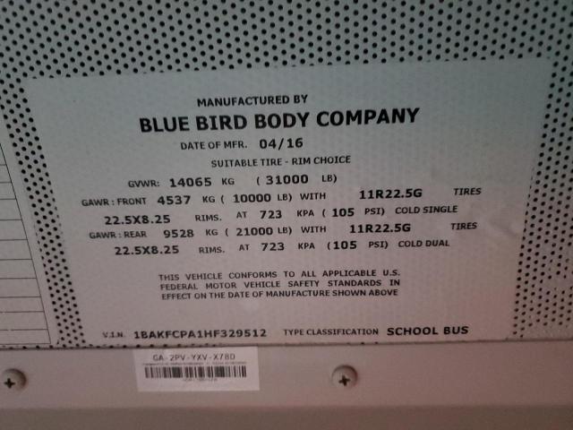 2017 BLUE BIRD SCHOOL BUS #3290195268