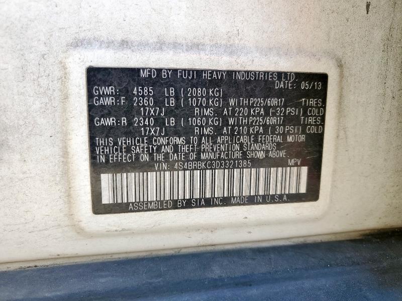 2013 SUBARU OUTBACK 2. - 4S4BRBKC3D3321385