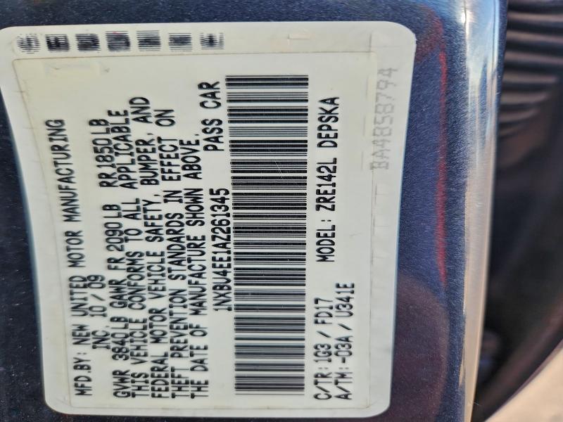 2010 TOYOTA COROLLA BA #3296881839