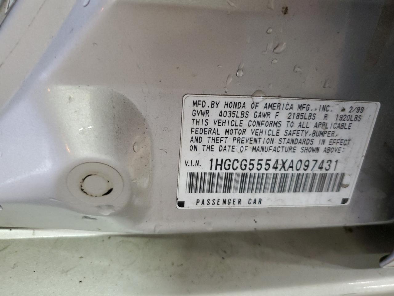 Lot #3298194077 1999 HONDA ACCORD EX