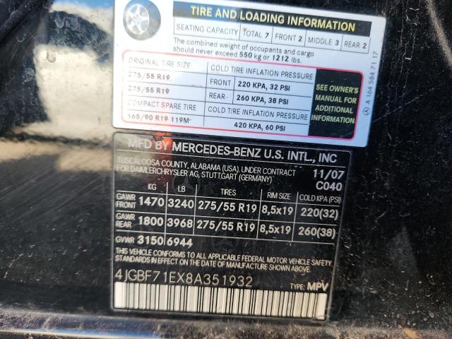 2008 MERCEDES-BENZ GL 450 4MA #3298228026