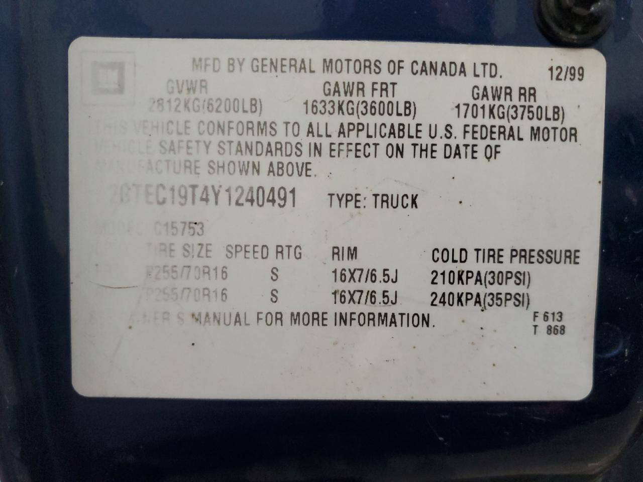 Lot #3280374981 2000 GMC NEW SIERRA