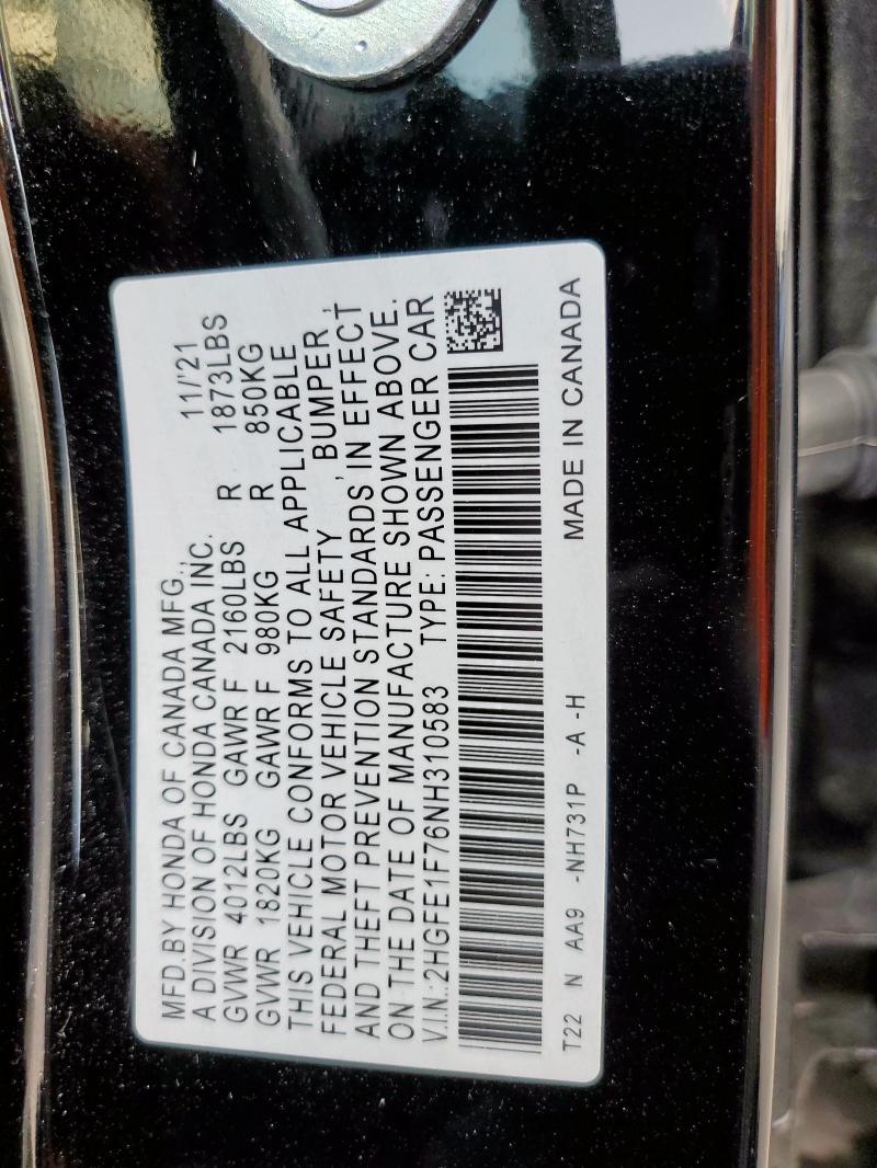 2022 HONDA CIVIC EX #3292614647