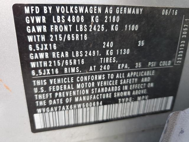 2017 VOLKSWAGEN TIGUAN S #3292365312