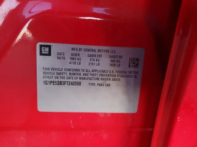 2015 CHEVROLET CRUZE LT - 1G1PE5SB3F7242690