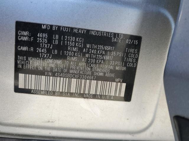 2015 SUBARU OUTBACK 2. 4S4BSBDCXF3304667