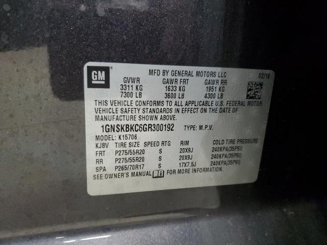 2016 CHEVROLET TAHOE K150 - 1GNSKBKC6GR300192