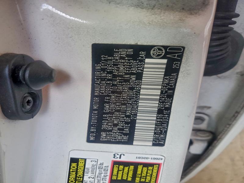 2012 TOYOTA COROLLA BA #3305550072