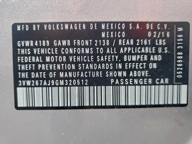 2016 VOLKSWAGEN JETTA S #3301704631