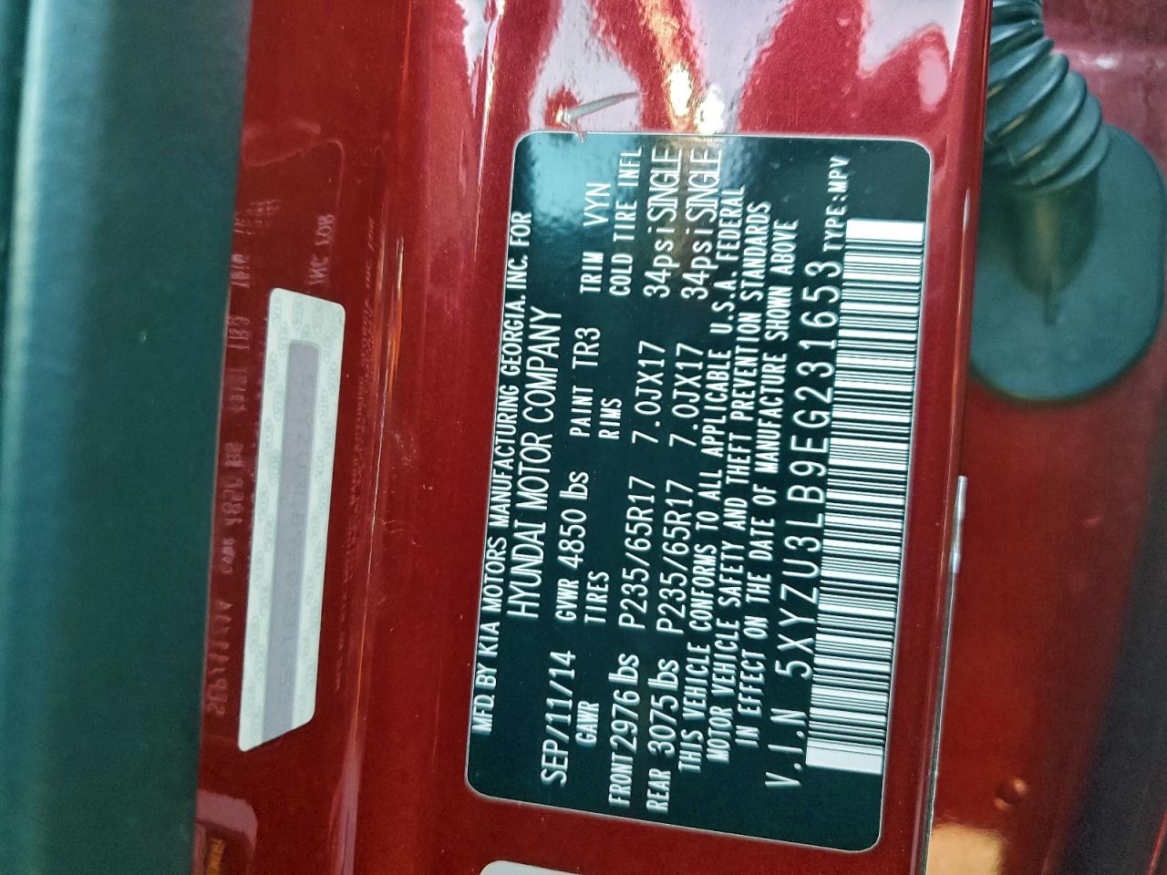 Lot #3304099510 2014 HYUNDAI SANTA FE S