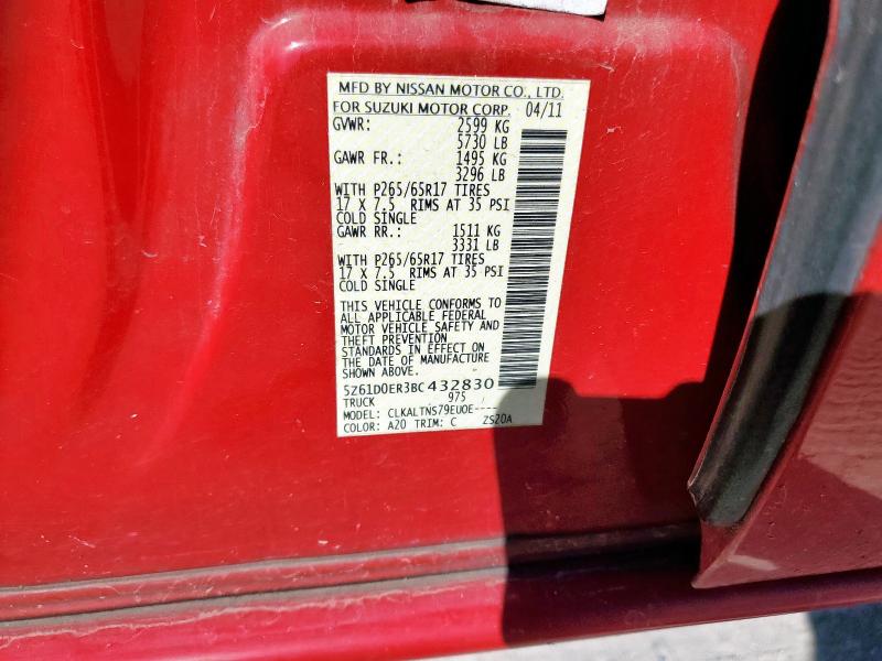 2011 SUZUKI EQUATOR SP #3304657905