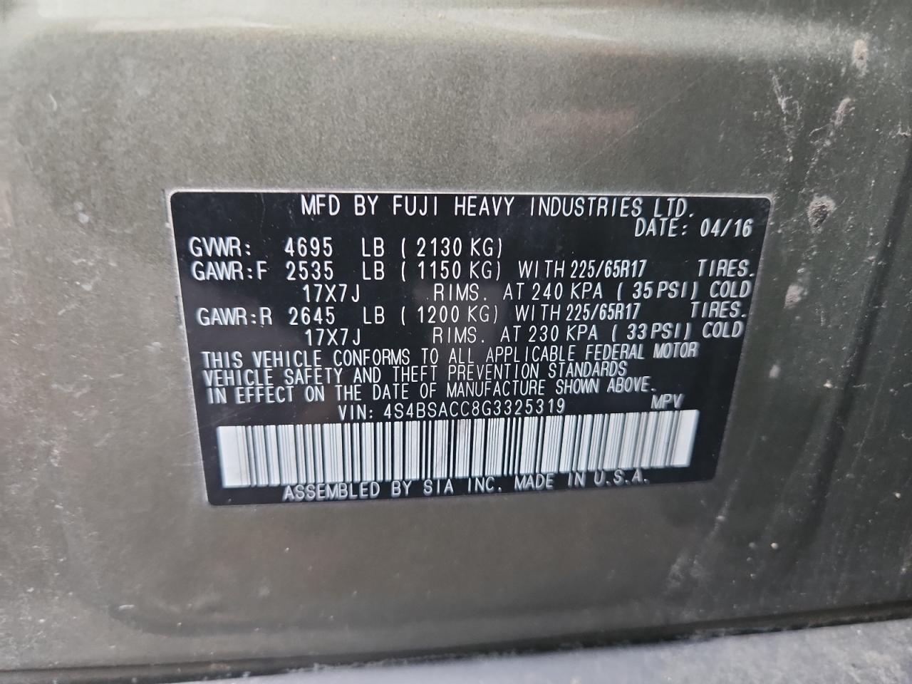 SUBARU OUTBACK 2.5I PREMIUM