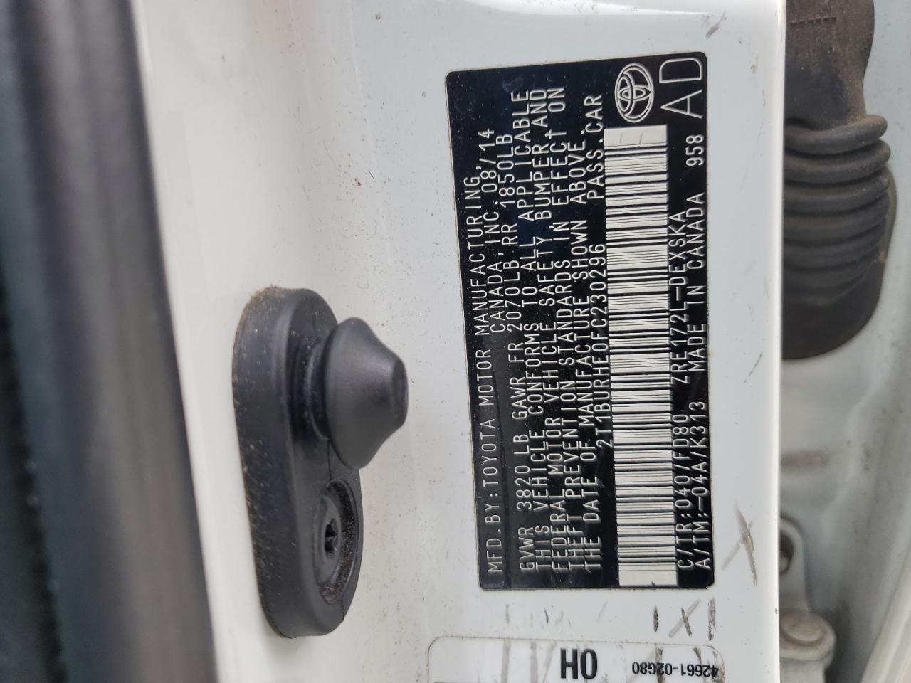 Lot #3302735008 2015 TOYOTA COROLLA L