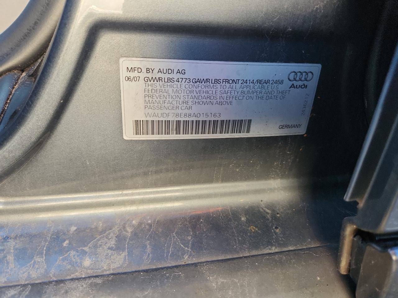 Lot #3290152278 2008 AUDI A4 2.0T QU