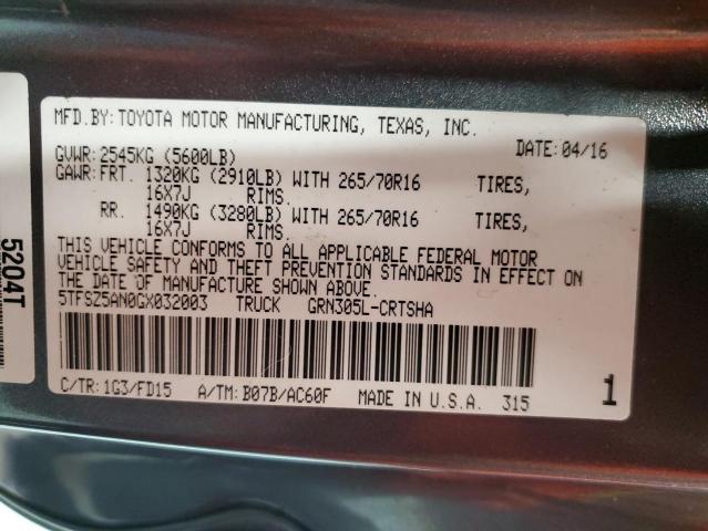 2016 TOYOTA TACOMA ACC #3292584885