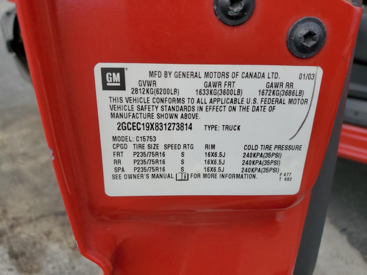 Lot #3301875434 2003 CHEVROLET SILVERADO