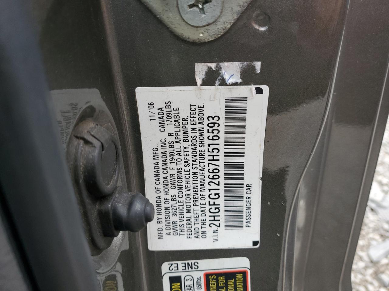 Lot #3286553197 2007 HONDA CIVIC LX