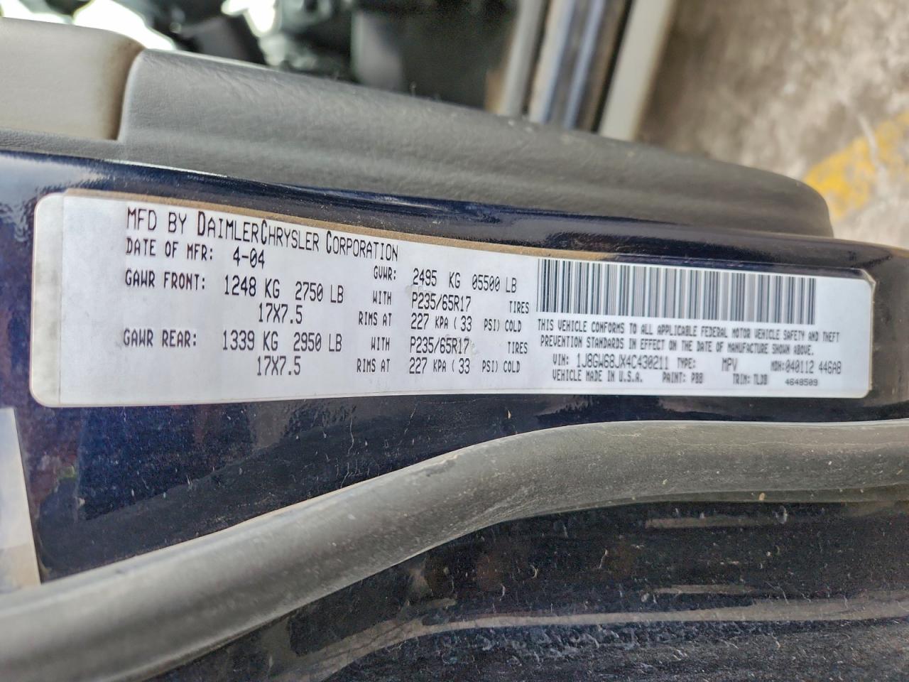 Lot #3294202946 2004 JEEP GRAND CHER