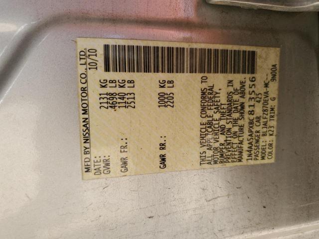 2011 NISSAN MAXIMA S - 1N4AA5APXBC813556