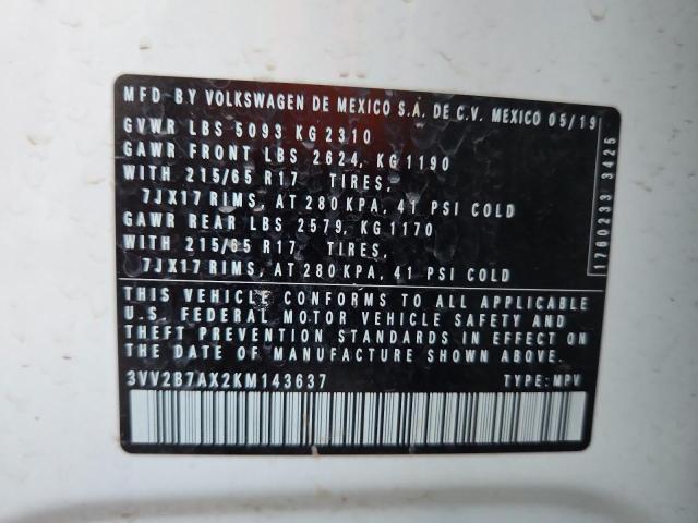 2019 VOLKSWAGEN TIGUAN SE #3303053609