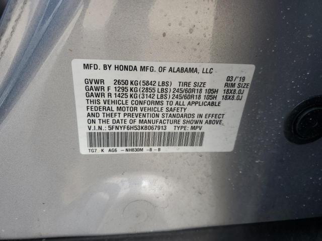 2019 HONDA PILOT EXL #3301847413